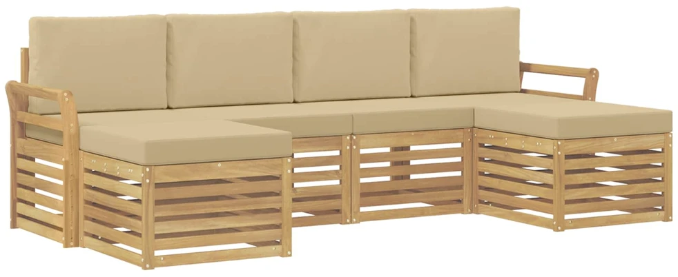 Lauko sofos komplektas 6 vnt. 6 vietos Balta ir kreminė