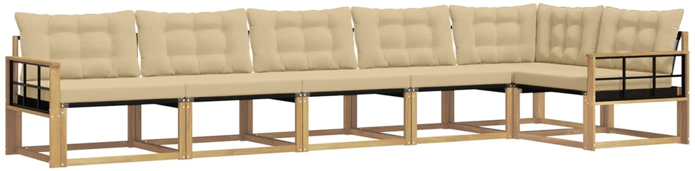 Lauko sofos komplektas 6 vnt. Balta ir kreminė