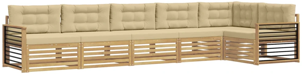 Lauko sofos komplektas 6 vnt. 6 vietos Balta ir kreminė