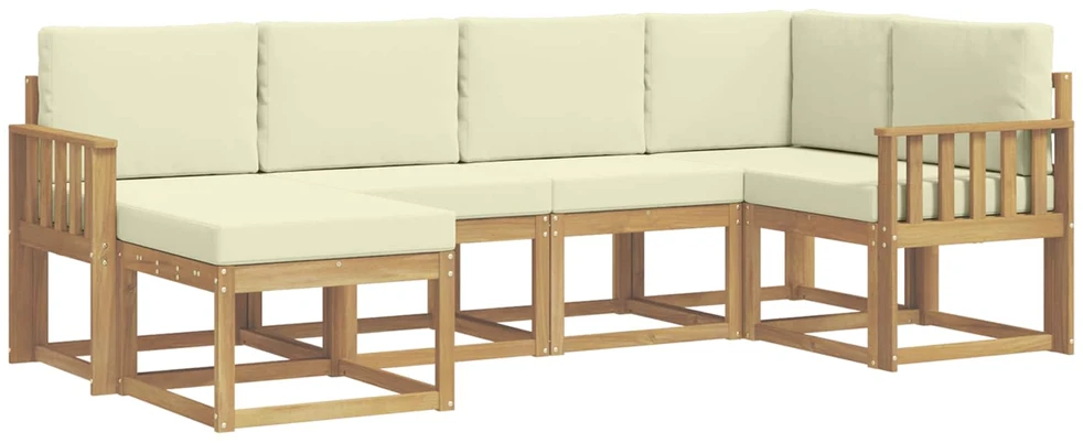 Lauko sofos komplektas 6 vnt. 6 vietos Balta ir kreminė