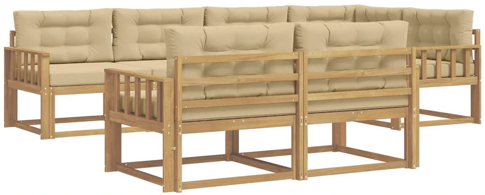 Lauko sofos komplektas 6 vnt. 7 vietos Balta ir kreminė