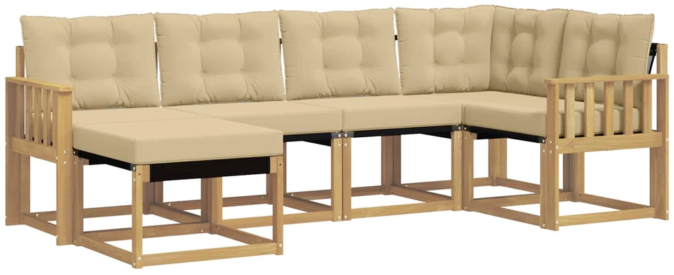 Lauko sofos komplektas 6 vnt. Balta ir kreminė