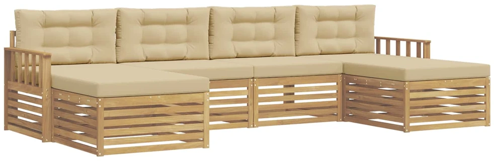 Lauko sofos komplektas 6 vnt. Balta ir kreminė