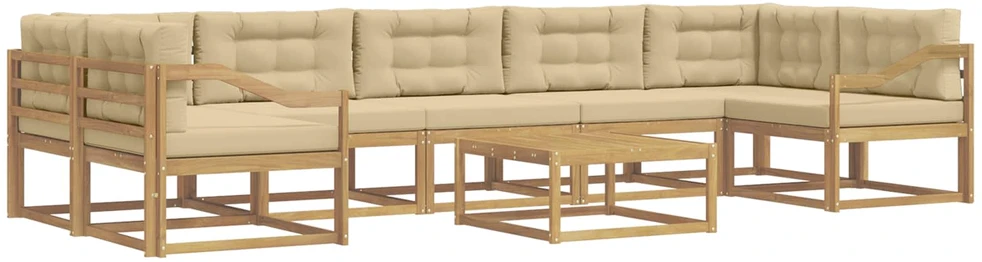 Lauko sofos komplektas 6 vnt. 7 vietos Balta ir kreminė