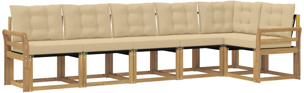 Lauko sofos komplektas 6 vnt. Balta ir kreminė