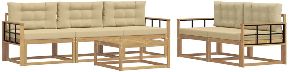 Lauko sofos komplektas 6 vnt. Balta ir kreminė