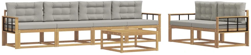 Lauko sofos komplektas 6 vnt. Balta ir šviesiai pilka