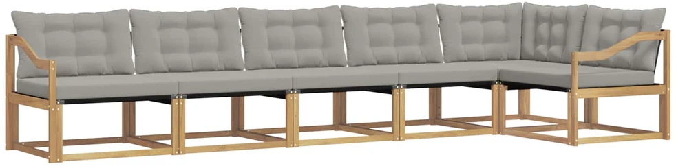 Lauko sofos komplektas 6 vnt. Balta ir šviesiai pilka