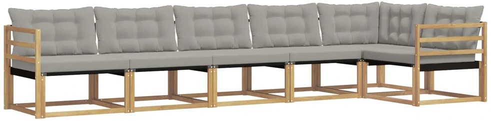 Lauko sofos komplektas 6 vnt. Balta ir šviesiai pilka