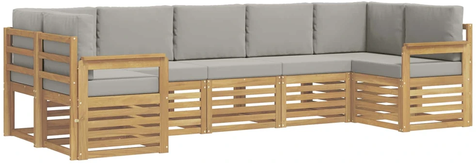 Lauko sofos komplektas 6 vnt. 7 vietos Balta ir šviesiai pilka