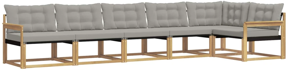 Lauko sofos komplektas 6 vnt. Balta ir šviesiai pilka