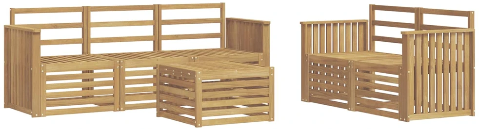Lauko sofos komplektas 6 vnt. Balta Kietos akacijos mediena
