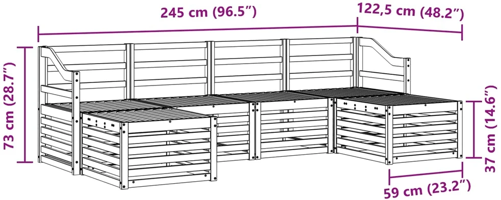 Lauko sofos komplektas 6 vnt. 6 vietos Balta