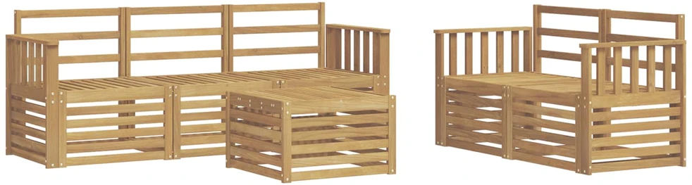Lauko sofos komplektas 6 vnt. Balta Kietos akacijos mediena