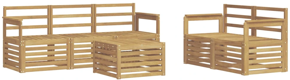 Lauko sofos komplektas 6 vnt. Balta Kietos akacijos mediena