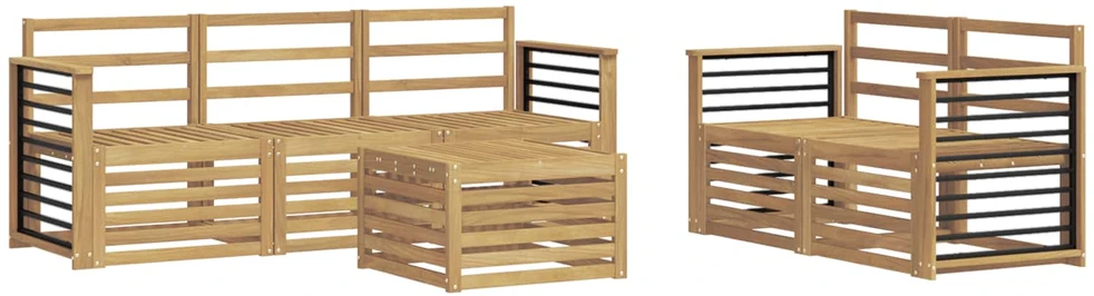 Lauko sofos komplektas 6 vnt. Balta Kietos akacijos mediena