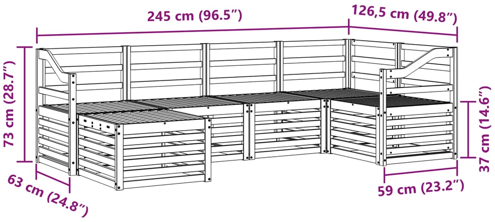 Lauko sofos komplektas 6 vnt. 5 vietos Balta Poliesteris