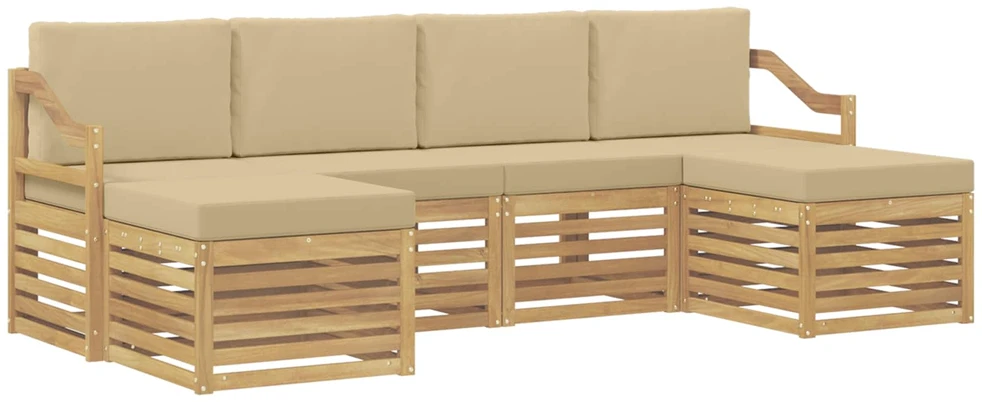 Lauko sofos komplektas 6 vnt. 6 vietos Baltas and rusvai gelsvas
