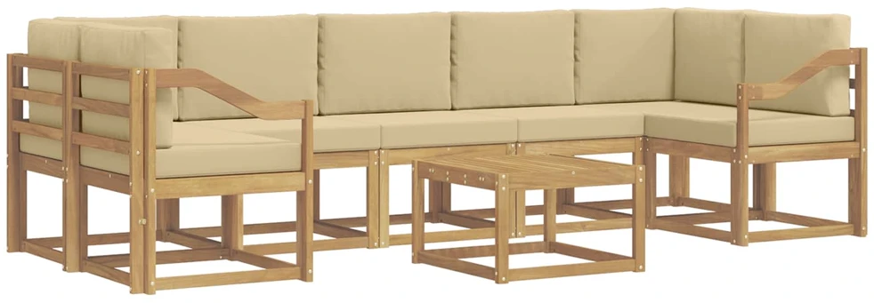 Lauko sofos komplektas 6 vnt. 7 vietos Balta ir kreminė