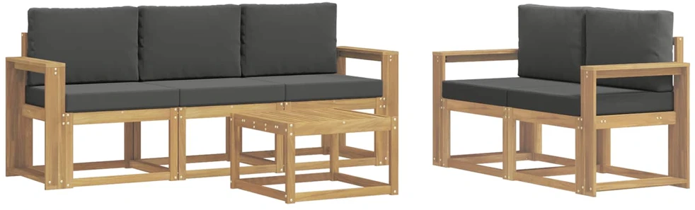 Lauko sofos komplektas 6 vnt. 5 vietos Balta ir antracito
