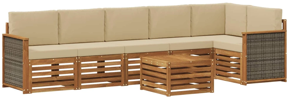 Lauko sofos komplektas 6 vnt. Natūrali