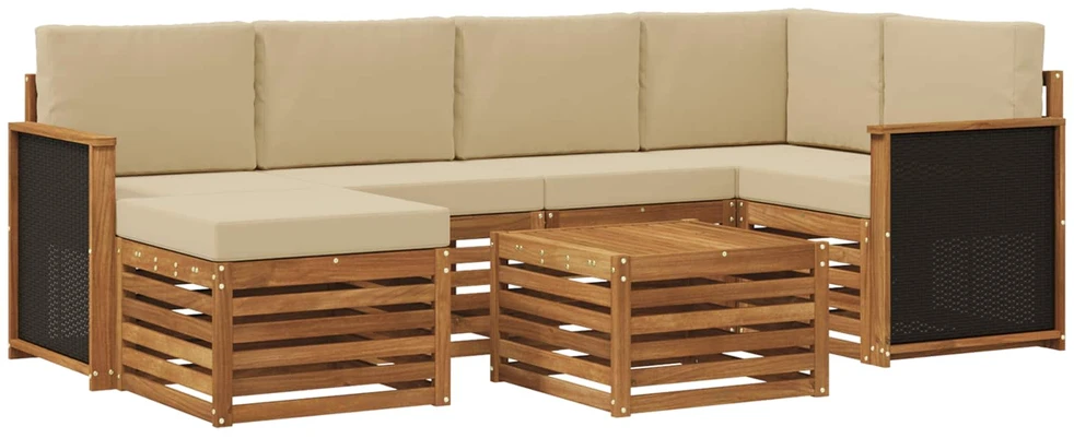 Lauko sofos komplektas 6 vnt. Natūrali