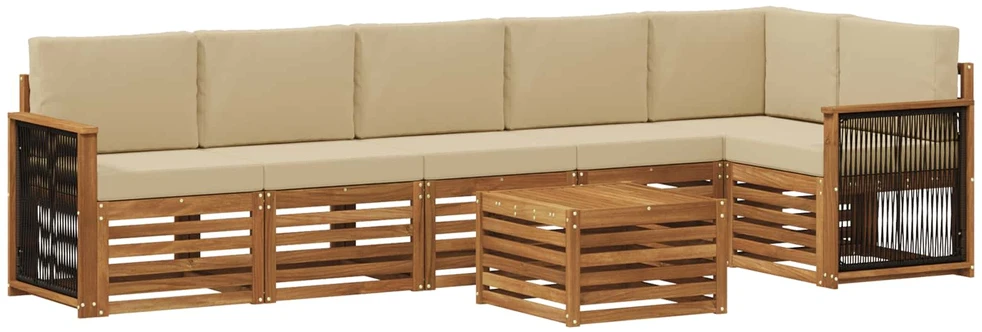 Lauko sofos komplektas 6 vnt. Natūrali