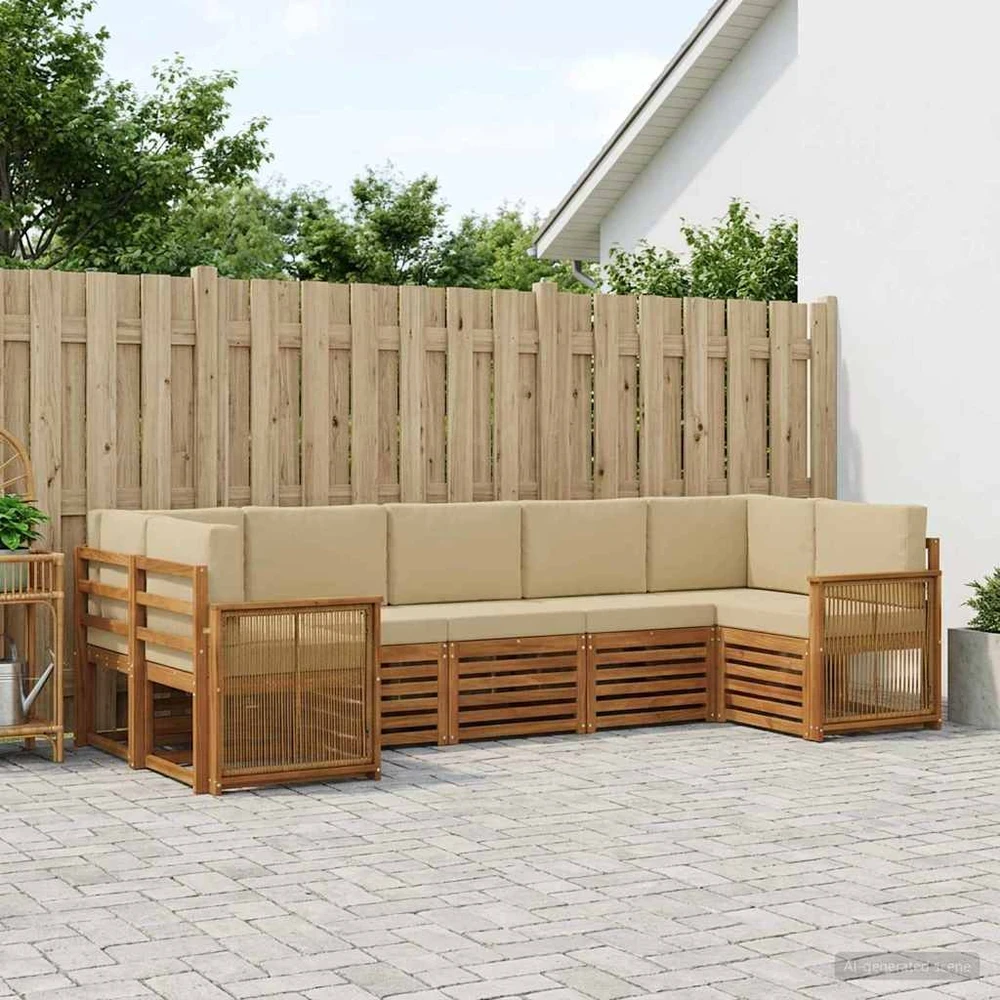 Lauko sofos komplektas 7 vnt. 7 vietos Natūralus ir bežinis