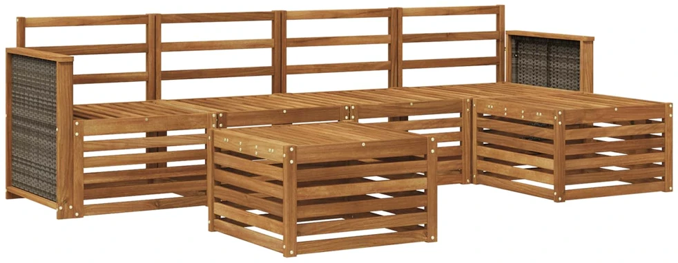 Lauko sofos komplektas 6 vnt. 5 vietos Natūrali