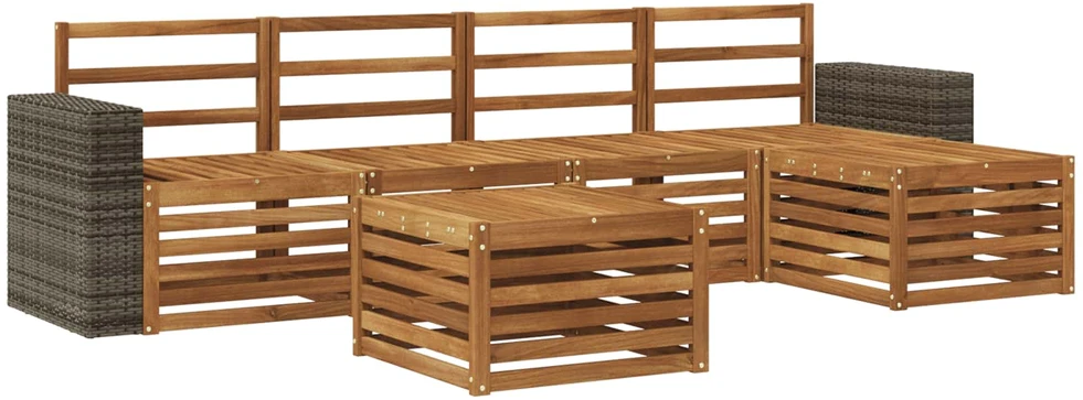 Lauko sofos komplektas 6 vnt. Natūrali