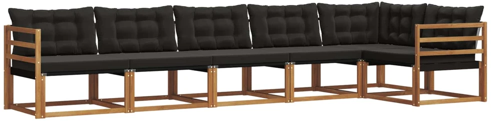 Lauko sofos komplektas 6 vnt. Natūrali ir juoda