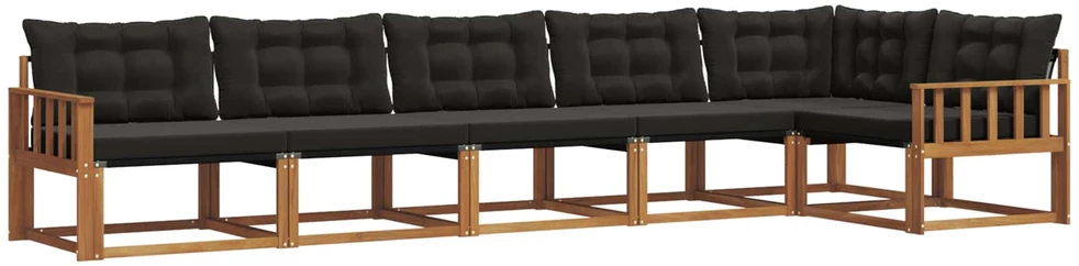 Lauko sofos komplektas 6 vnt. Natūrali ir juoda