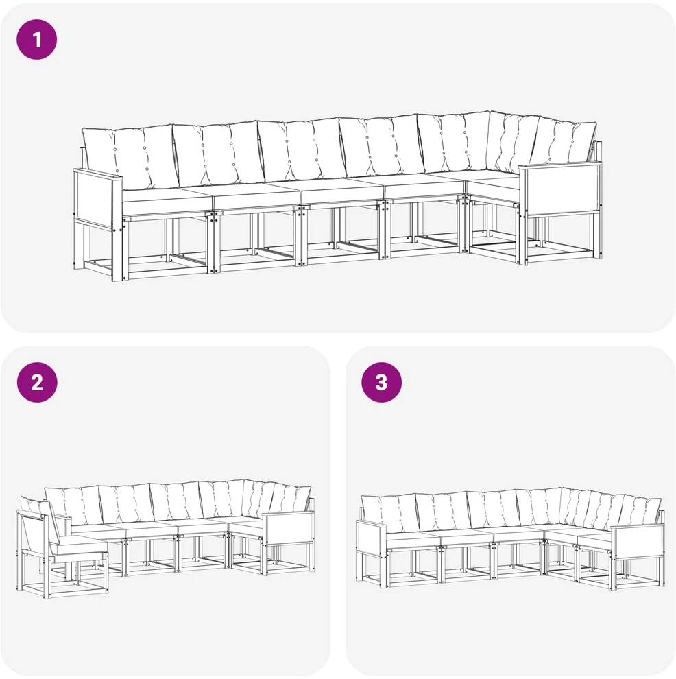 Lauko sofos komplektas 6 vnt. Natūrali ir juoda