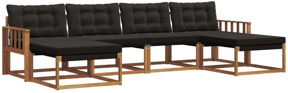 Lauko sofos komplektas 6 vnt. Natūrali ir juoda