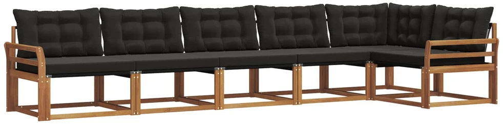 Lauko sofos komplektas 6 vnt. Natūrali ir juoda