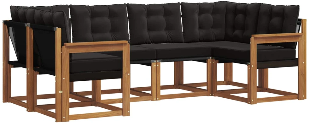 Lauko sofos komplektas 6 vnt. Natūrali ir juoda