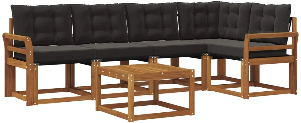 Lauko sofos komplektas 6 vnt. 5 vietos Natūrali ir juoda