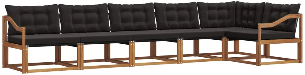 Lauko sofos komplektas 6 vnt. Natūrali ir juoda