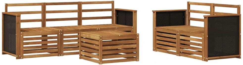 Lauko sofos komplektas 6 vnt. Natūrali Kietos akacijos mediena