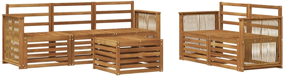Lauko sofos komplektas 6 vnt. Natūrali Kietos akacijos mediena