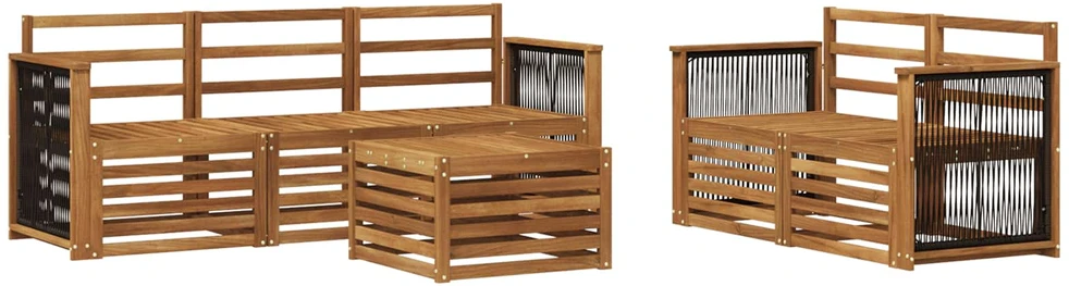 Lauko sofos komplektas 6 vnt. Natūrali Kietos akacijos mediena