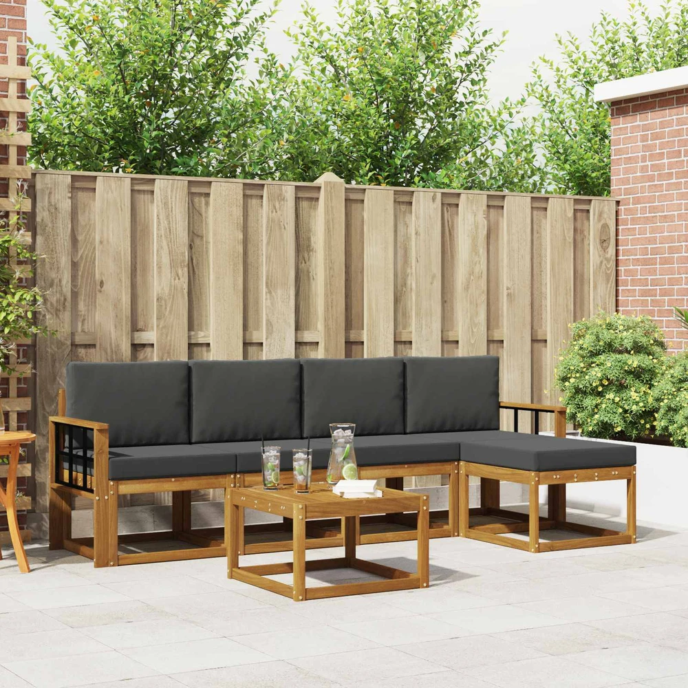 Lauko sofos komplektas 6 vnt. Natūralus ir antracitas