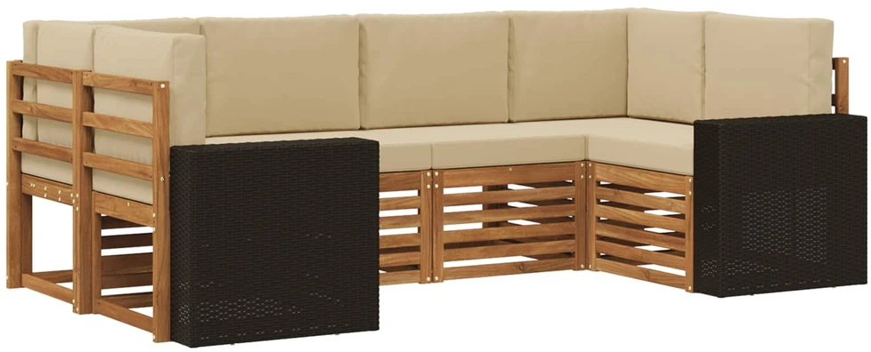 Lauko sofos komplektas 6 vnt. 6 vietos Natūralus ir bežinis