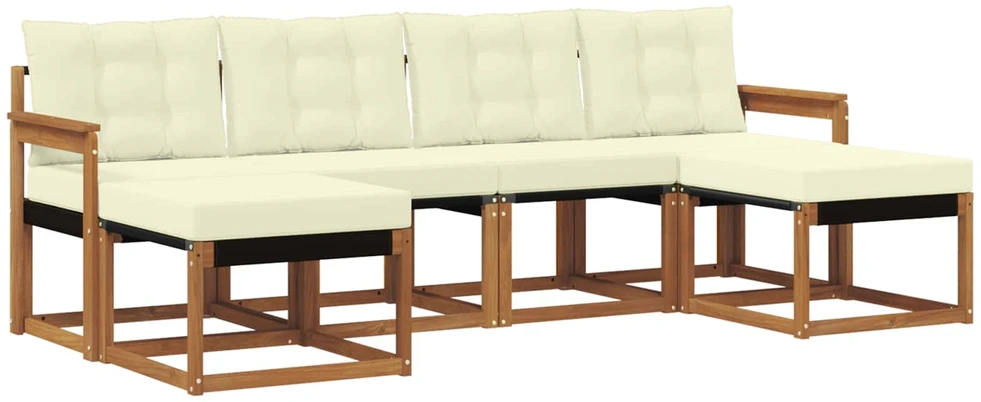 Lauko sofos komplektas 6 vnt. Natūralus ir grietinėlė
