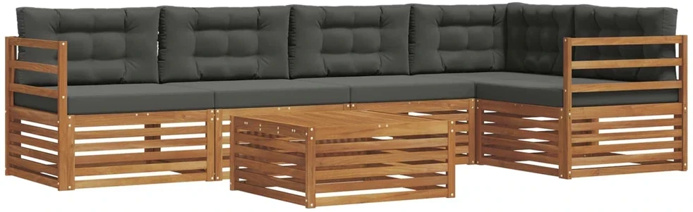 Lauko sofos komplektas 6 vnt. 5 vietos Natūralus ir antracitas