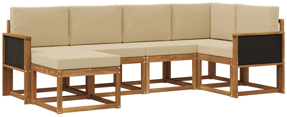Lauko sofos komplektas 6 vnt. 6 vietos Natūralus ir bežinis