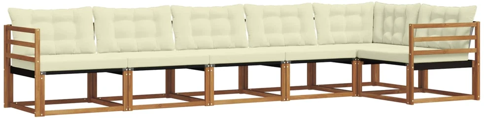 Lauko sofos komplektas 6 vnt. Natūralus ir grietinėlė