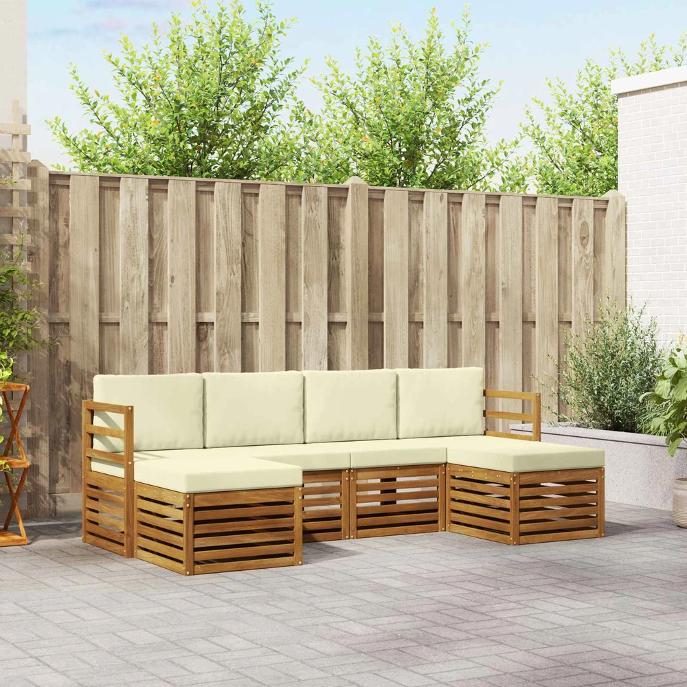 Lauko sofos komplektas 6 vnt. Natūralus ir grietinėlė