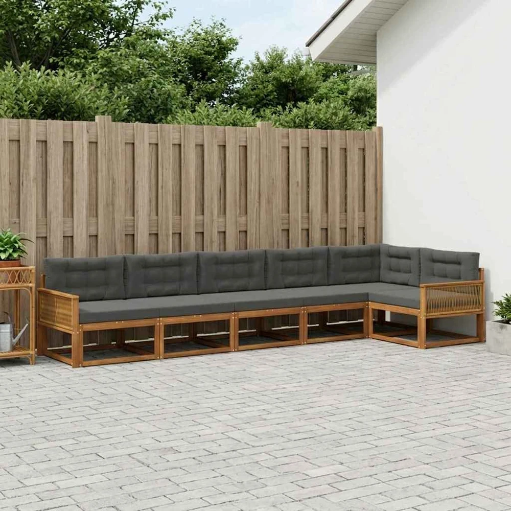 Lauko sofos komplektas 6 vnt. Natūralus ir antracitas
