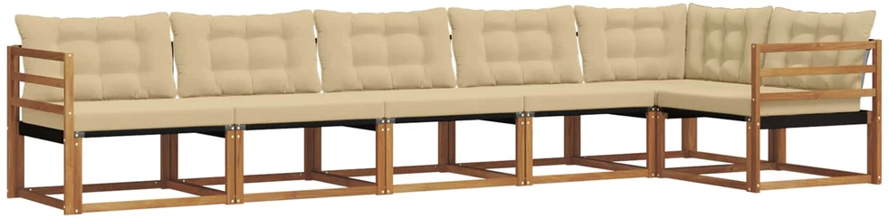 Lauko sofos komplektas 6 vnt. Natūralus ir bežinis